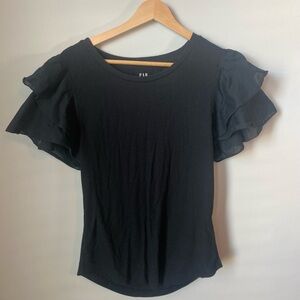 GAP Black Flutter Sleeve Blouse